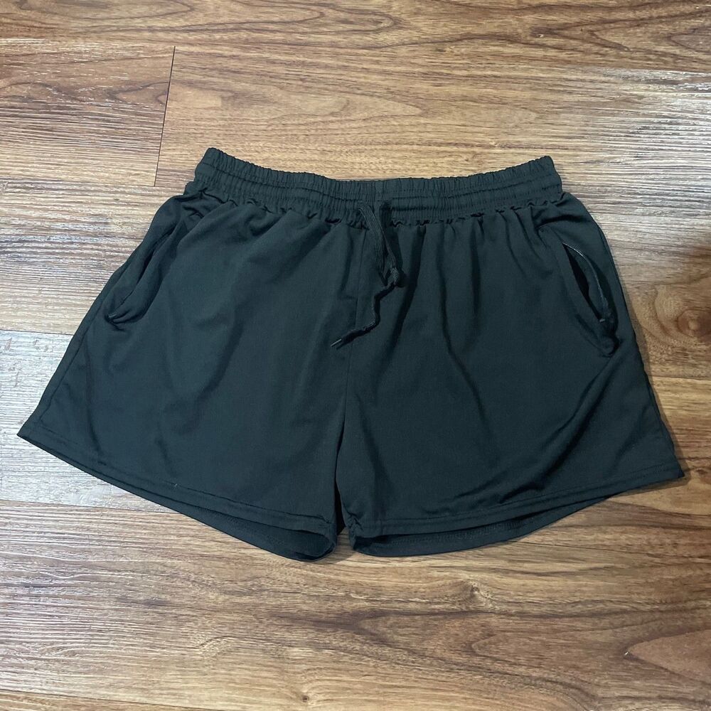 Real Essentials Athletic Shorts Black Drawstring Polyester Womens Size Small